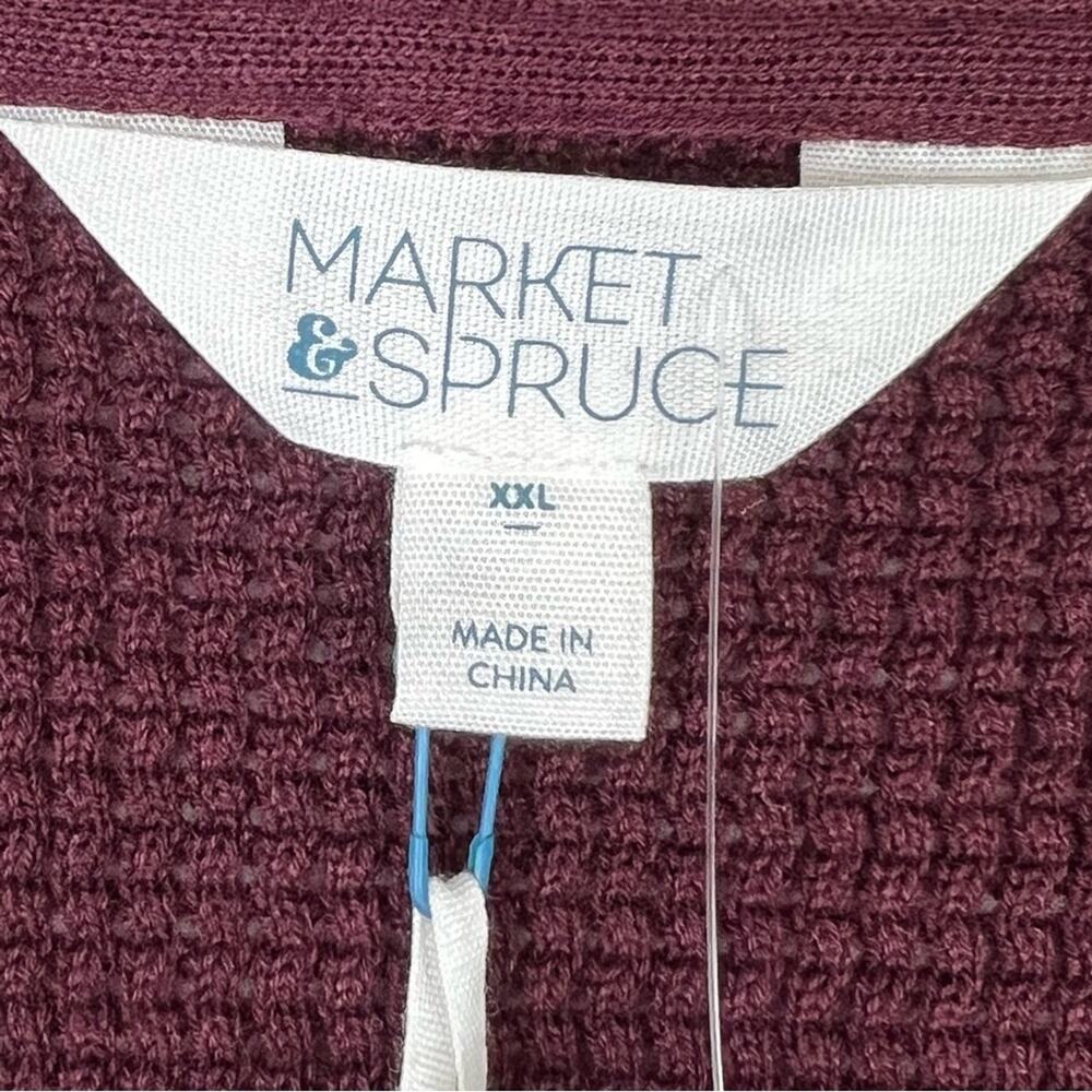 Market & Spruce sweater XXL burgundy stripe waffle weave pullover crew NEW - Picture 4 of 8